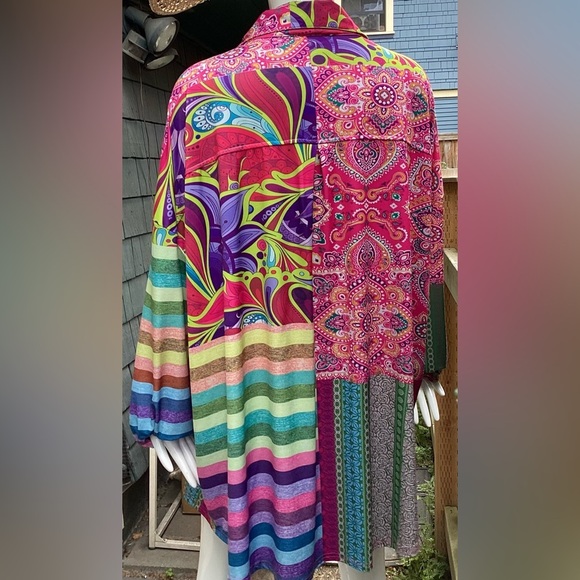 Lily by firmiano Colourful Patchwork, long sleeve shirt 3 x XL - Picture 5 of 14